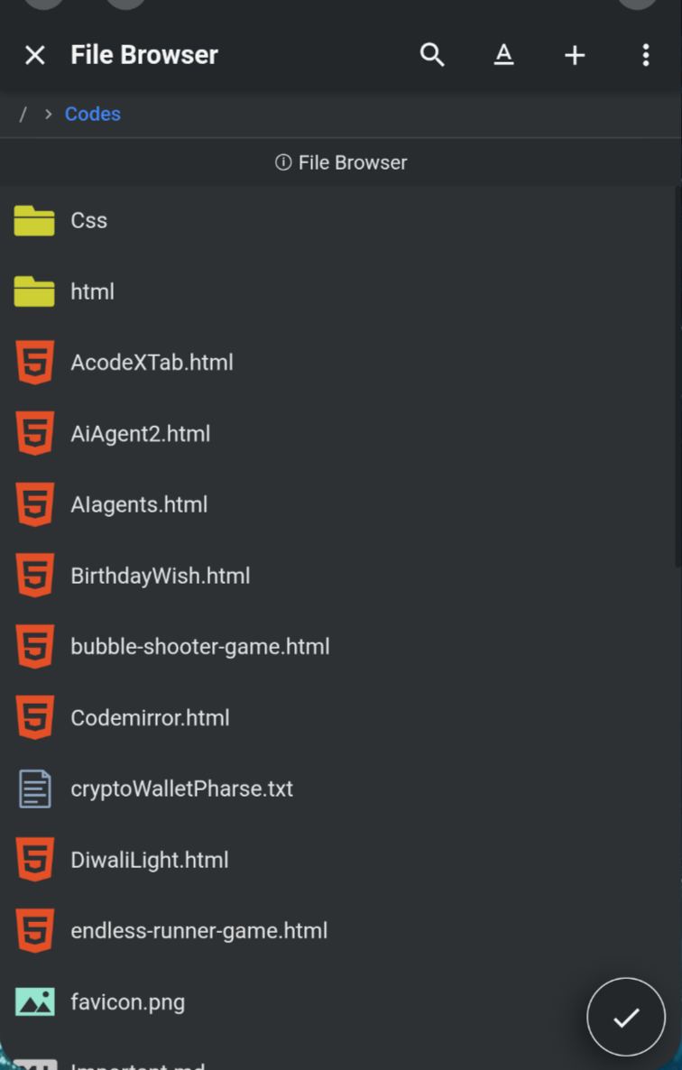 File Browser Project View
